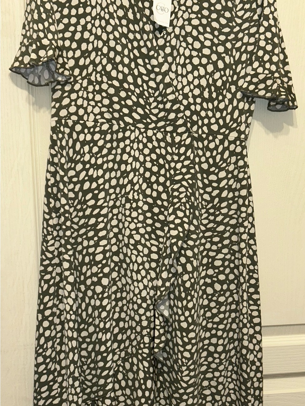 Cato Dress/ Green and Cream